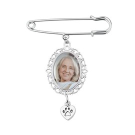 Wedding Memorial Bouquet Photo Charm for Bride Groom Dog Memorial Brooch for Dog Mommy Daddy Wedding Anniversary Christmas Gift for Pet Owner Bouquet Brooch Pin for Pet Doggy Cat Lovers