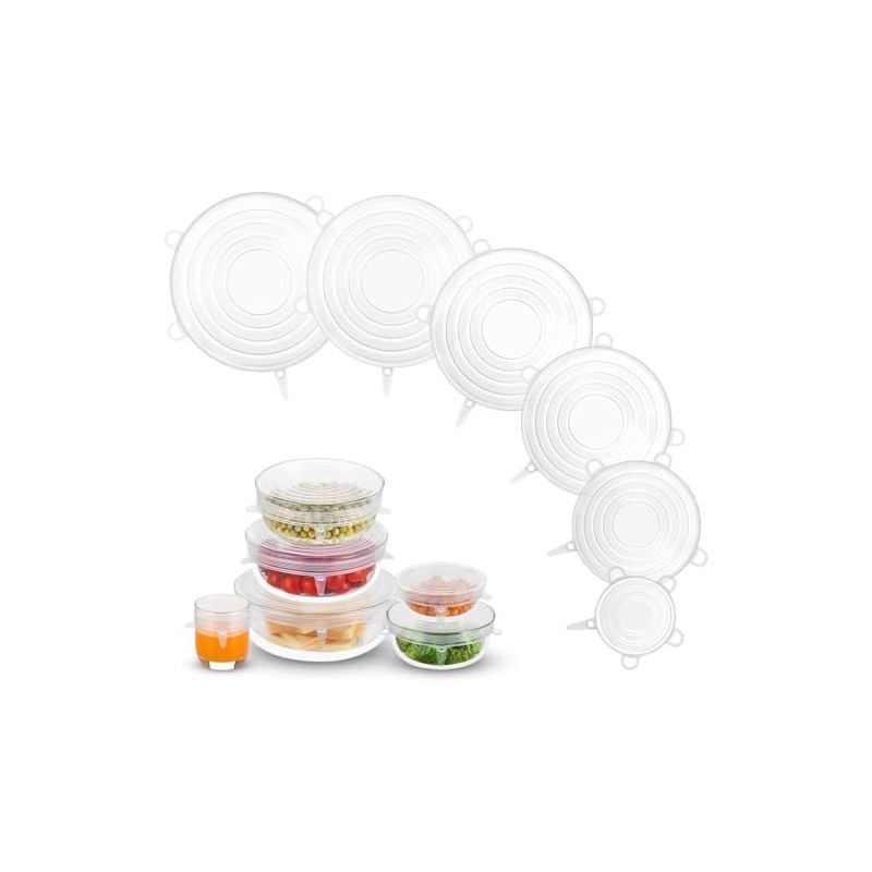 Tapas elásticas de silicona, reutilizables, sin desperdicio, para recipientes de
