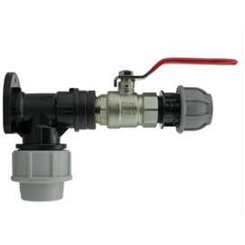 Wall Flange Kit 25mm MDPE + Lever Valve + 20mm MDPE Straight - Designed for Secure and efficient Connections with 25mm MDPE Pipes.