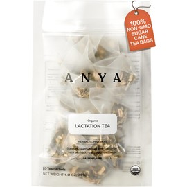 ANYA Herbal Lactation tea, 20 bags - Ginger, Moringa, Fenugreek, Toxicologist-approved, Breastfeeding Safe. Organic Essentials hydration for postpartum Moms, Breastmilk production Nursing support Baby Shower Gifts