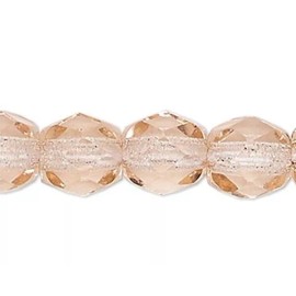 Czech 1 Std(100) Light Rose Czech Fire Polished 4mm Faceted Round Glass Beads