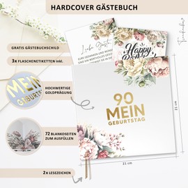90th Birthday Guest Book with Wine Labels - Memory Book Vintage Look Gift for Family & Friends to Fill in No Questions - Blank Hardcover 72 Pages (90 My Birthday / PR, 21 x 21 cm)