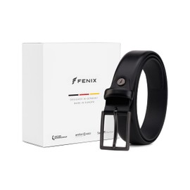 Fenix Los Angeles Men's Belt Colour Jet Black Size 85 cm, Nickel-Free Buckle 30 mm Wide, Sustainable & Adjustable Men's Belt, Perfect for Suit & Jeans