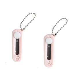 2Pcs Pink Folding Safe Portable Travel Scissors, Foldable Telescopic Cutter, Pocket Mini Scissor with Keychain for Cutting, Scrapbooking, Crafting, Sewing Craft Cutting Tools