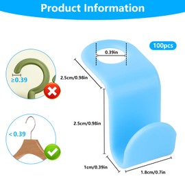 Pack of 100 Space-saving Clothes Hangers Connecting Hooks, Space-Saving Plastic Hangers Connector Hooks, Space Saving Connection Hooks for Cupboard Bags Clothes