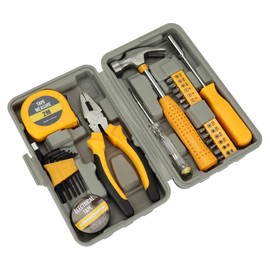 EKUYU DIY Household Tool Set, 24-piece Set, Case, Assembly, Repair, Hammer, Screwdriver, Pliers, Wrench, Measure