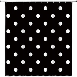 AMFD Polka Dot Shower Curtain Vintage Black and White Doodle Polka Dots Fashion Bathroom Curtains Decor Polyester Fabric Set Include Hooks,(70" WX70 H)