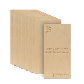 Woodpeckers Baltic Birch Plywood, 3 mm 1/8 x 24 x 48 Inch, B/BB Grade Sheets| Woodpeckers - Pack of 8, Natural