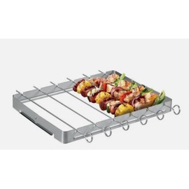 Generic Barbecue Skewers and Rack Set, 6-Pack Stainless Steel Kebab Skewers with Foldable Shish Kebab Rack