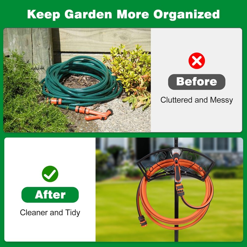 Upgraded Garden Hose Holder, Freestanding Water Hose Holder, Double Shepherds