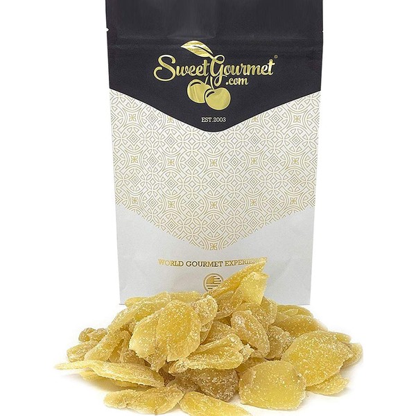 SweetGourmet Candied Dried Crystallized Ginger Root Slices | 1 Pound