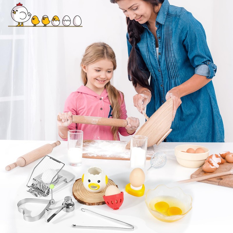 10-in-1 Egg Tool Set:1 Chalaza Remover Tongs,2 Piercers,2 Fry Rings,2