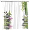Zen Shower Curtain Green Bamboo Spa Garden Stone Meditation Japanese