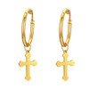 JewelryWe Men Women Pair of Stainless Steel Dangle Cross Hoop
