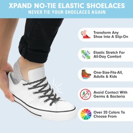 Xpand No Tie Shoelaces for Adults & Kids - Stretch Elastic Shoe Laces for Sneakers | Stretchy Tieless Shoe Strings