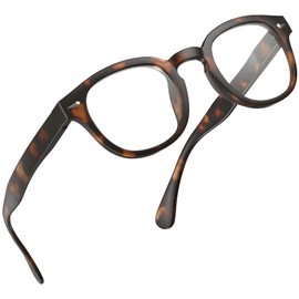 grinderPUNCH Classic Reading Glasses for Women and Men Stylish Lightweight Readers Round Readers for Women and Men (Tortoise, 5, x)