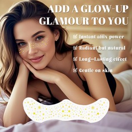 Glitter Freckles Face Tattoo, Temporary Fake Freckles, Waterproof and Sweatproof Face Sparkles for Party, Music Festival 6 Counts with 1 Tape(Star-Shaped)