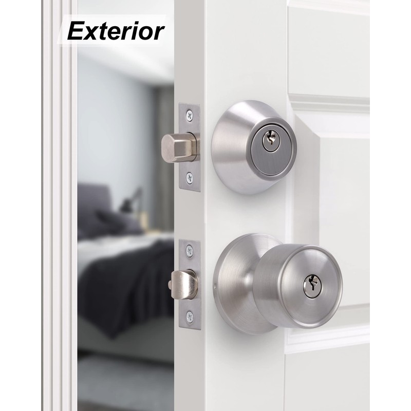Lanwandeng 3 Sets Keyed Alike Entry Door Knobs and Single