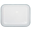 1x Green 34cm x 26cm White Rectangle Enamel Baking Tray