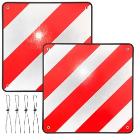 Reflective Warning Sign, Warning Sign Bicycle Carrier 50 x 50 cm, Reflective Warning Sign, 2-in-1 Red White Warning Sign, Aluminium Warning Sign, for Motorhome, Bicycle Carrier, Caravan, Rear Carrier