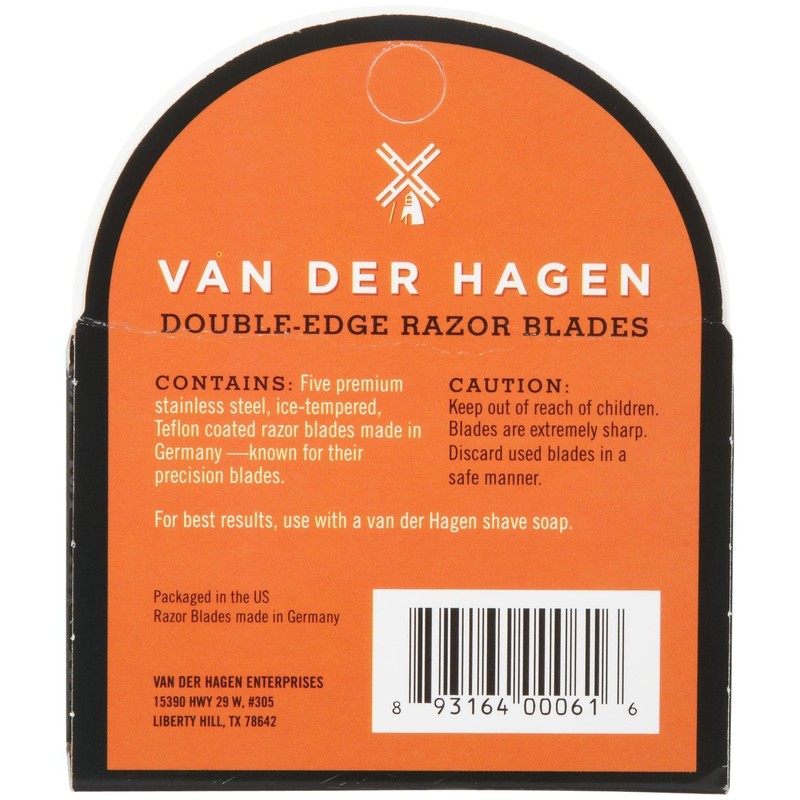 Van Der Hagen Stainless Steel Razor Blades, 5 Count (Pack