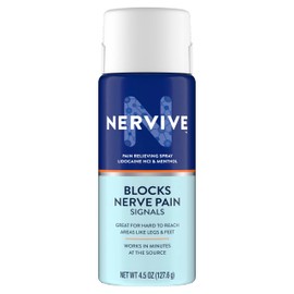 Nervive Pain Relieving Spray, Lidocaine Spray, Nervive Pain Relief, Lidocaine Topical, Foot Pain, Leg Pain, Hand Pain, Max Strength Formula, for Hard to Reach Areas, 4.5oz