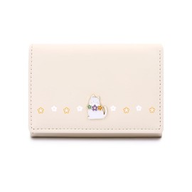 MOMOJULI Cute Cat Tri-Folded Wallet Cute PU Leather Aesthetic Wallet Fashion Purse with Cash Pocket Card Slot Holder ID Window for Ladies and Women Beige