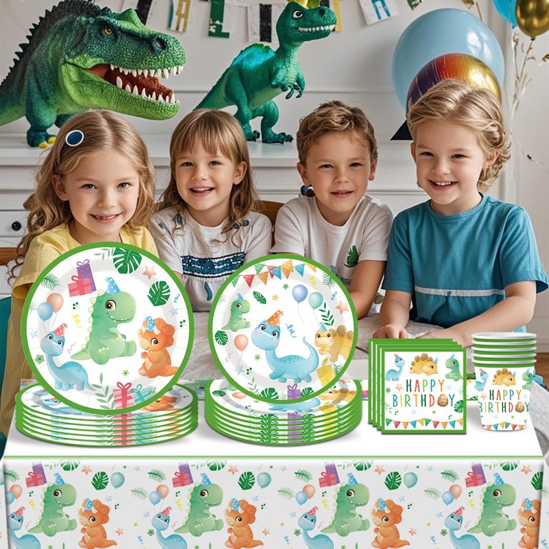 Dinosaur Birthday Tableware Set, Dinosaur Party Tableware Set, Paper Plates,