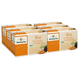 Bünting Tee Organic Elderberry Sea Buckthorn, 20 Cup Bags, Pack of 6