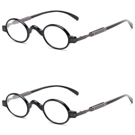 The Potter Unisex Reader, Metal Round Vintage Spring Hinge Reading Glasses for Men and Women + 2.00 (2 Black)
