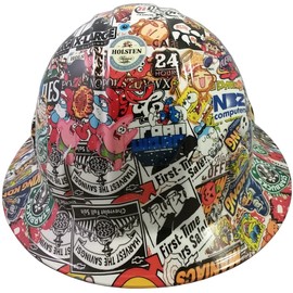 Sticker Bomb 4 Design Hydro Dipped Hard Hat Full Brim