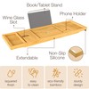 Wooden Bathtub Tray - Foldable Expandable Bamboo Bath Tray for
