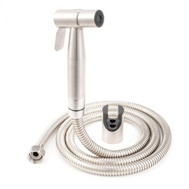 Bathroom SUS304 Stainless Steel Handheld Bidet Sprayer Toilet Cloth Diaper Shower, Toilet Jet Spray Set (Bidet Nozzles with 60inch Hose and Holder)