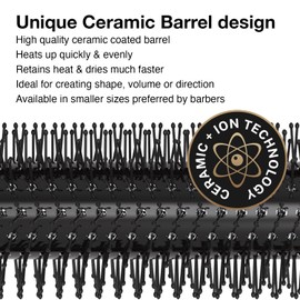 Olivia Garden OG Barber round brush with Ceramic Coated Barrel, quick drying and v-shaped bristles for easy styling on men hair, 1 inch