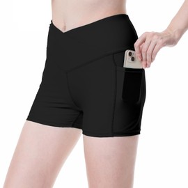 Cagola Swim Shorts Women 3" High Waisted Tummy Control Swim Bottoms Boy Shorts Swimsuits Bathing Suit Shorts Board Shorts Girl Black XX-Large