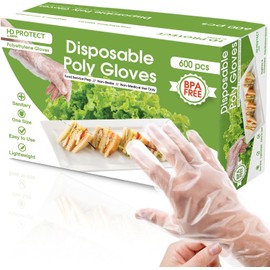 Keppi 600 Pack Disposable Food Prep Gloves – Clear Polyethylene, Latex-Free, BPA-Free, Powder-Free – Bulk Kitchen Cooking, Catering, BBQ, Baking, Restaurant, Food Handling & Serving Gloves