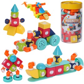 FENYAN Magnetic Building Blocks 60PCS, Multi-Style DIY Magnetic Blocks for Toddlers 3-5, Parent-Child Interactive Early Education STEM Building Toys for Girls Boys Ages 4-10 Christmas Birthday Gifts