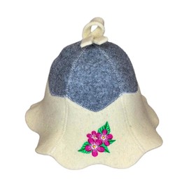 Sauna Hat Flower 100% Wool Felt Embroidered Head Protection from Heat