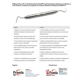 William Probe, UNC 15, Double End #23/QOW Dental Expro Explorer Probe with #6 Satin Steel Handle, Consistent with Dental exam Requirements, Made by FRIENFA