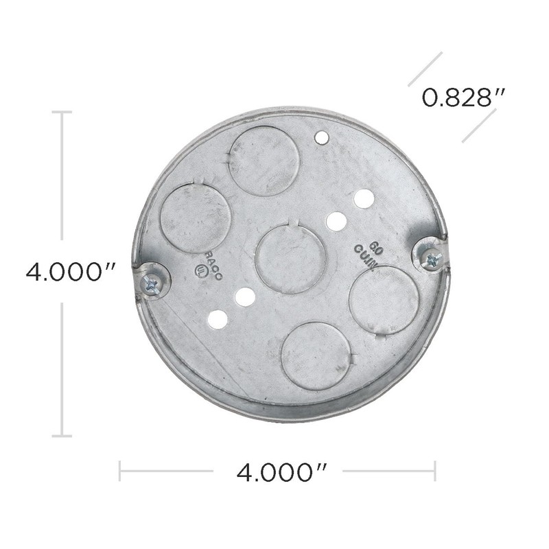 Hubbell-Raco 8293 1/2-Inch Deep, 1/2-Inch Bottom Knockouts 4-Inch Round Ceiling