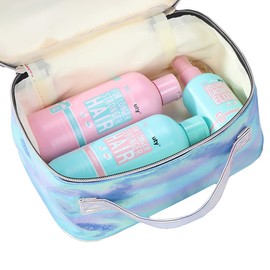 Newfancy Women Girls Kids Fluffy Faux Fur Unicorn Makeup Bag Small Cosmetic Organizer Plush Travel Storage Bags Toiletry Kit Case, Purple, One Size