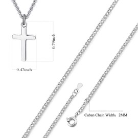 XOYOYZU Cross Necklace for Women 14K Gold Filled Stainless Steel Small Cross Pendant with Cuban Chain Simple Faith Jewelry for Men Women 14-22 Inches Silver 16inch