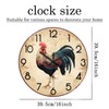 XNM Farmhouse Rooster Clock for Living Room Glass Brown Wall