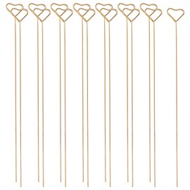 40 Pcs 30cm Metal Flower Picks Floral Place Card Holder Picks Picture Photo Holder Sticks Flower Bouquet Card Sticks Table Name Number Card Holders for Wedding Party Golden Heart