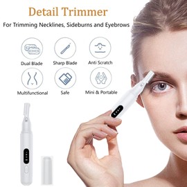 Electric Eyebrow Trimmer for Women Men, Electric Painless Razors with Detailer Trimmer, Rechargeable Facial Hair Shaver Remover for Face Lips Armpit Leg Body (White)