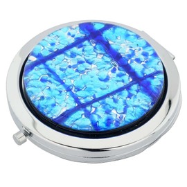 GlassOfVenice Murano Glass Millefiori Folding Compact Mirror - Aqua Blue