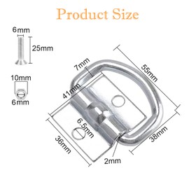 Fohirey D-Ring Tie Downs 4 Pack, Heavy Duty Cargo Tie Downs Lashing Eyelets, Anchors D Lashing Rings Hook with 8pcs Screws and Nuts for Load Securing in Trailer Truck Boat Cars Kayak