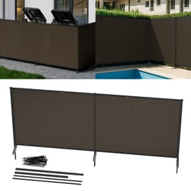 Coonoble 5' x 12' Brown Outdoor Privacy Fence Panels Freestanding 240 GSM Privacy Screen for Outside, Above Ground Pool Fence, Temporary Dog Fences, Backyard AC Unit Fencing, Animal Barrier