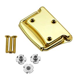 Heavy-Duty Trunk Brass Handles – Polished Brass Chest Handle – Durable Brass-Plated Spring Loaded Handle w/ Mounting Screws & T-Nuts – Furniture Trunk Hardware for Blanket Chests, Boxes, & More