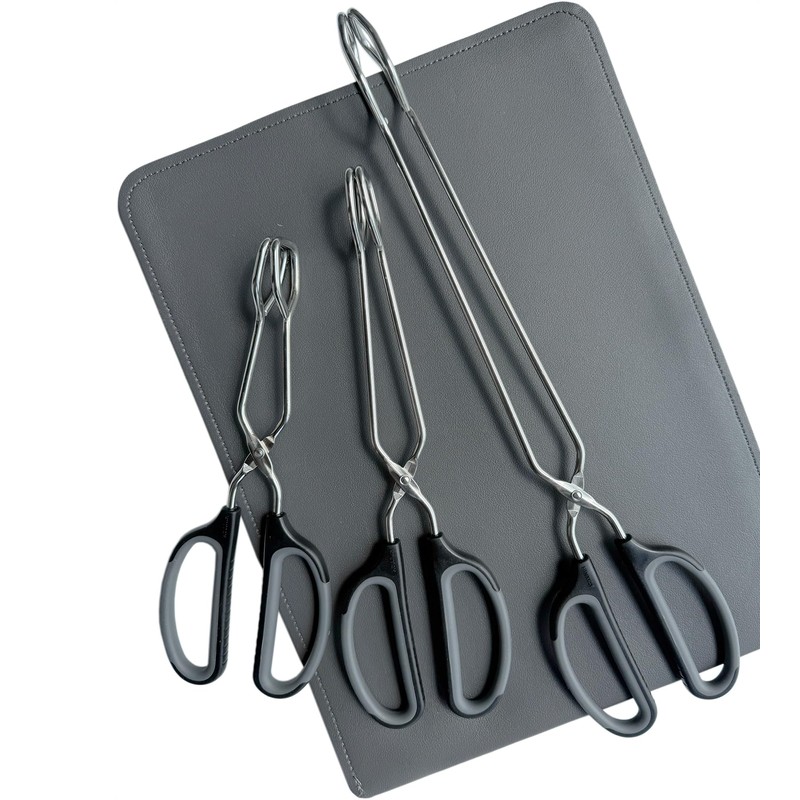 HINMAY Stainless Steel Scissor Tongs Cooking Tongs Set, Set of